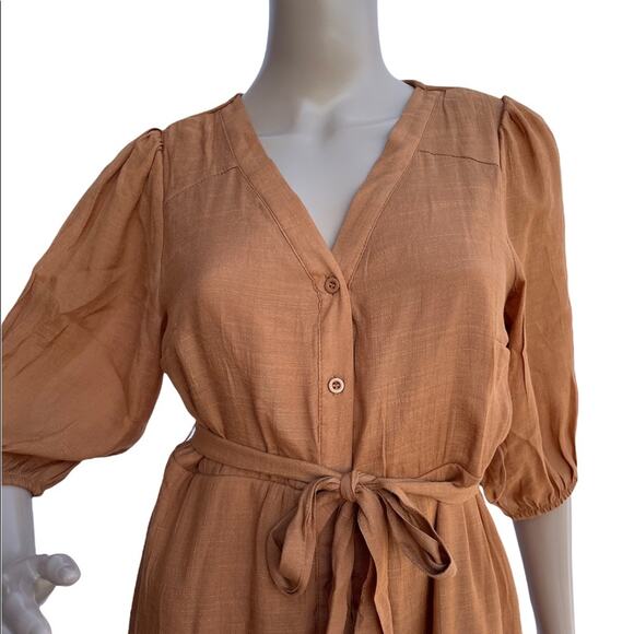 New Rebellion Again V-Neck Half Sleeves Belted A-Line Skater Mini Dress Size M - Picture 3 of 8